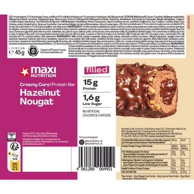 Maxi Nutrition Proteinová tyčinka Creamy Core s lískovo-oříškovým nugátem 45g