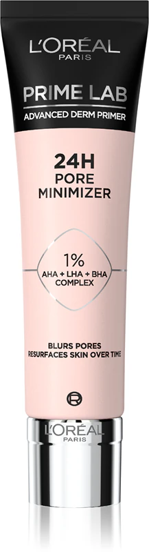 Podkladová báze pod make-up L'Oréal Paris Prime Lab 24H Pore Minimizer pro vyhlazení pleti a zmenšení pórů.