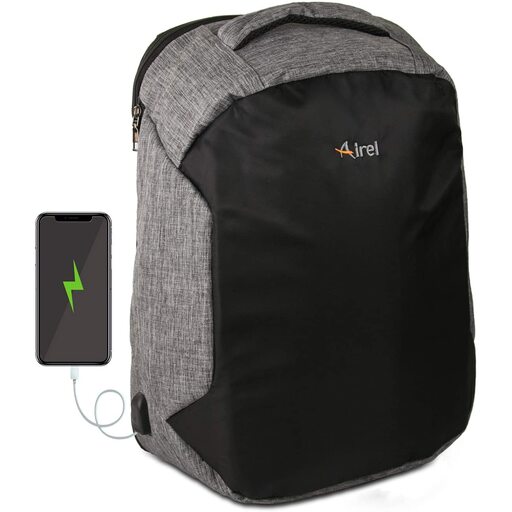 Airel Smart Wasserdichter Laptop-Rucksack mit USB-Anschluss und Ladegerät, 46 x 33 x 16 cm / 15,6 Zoll