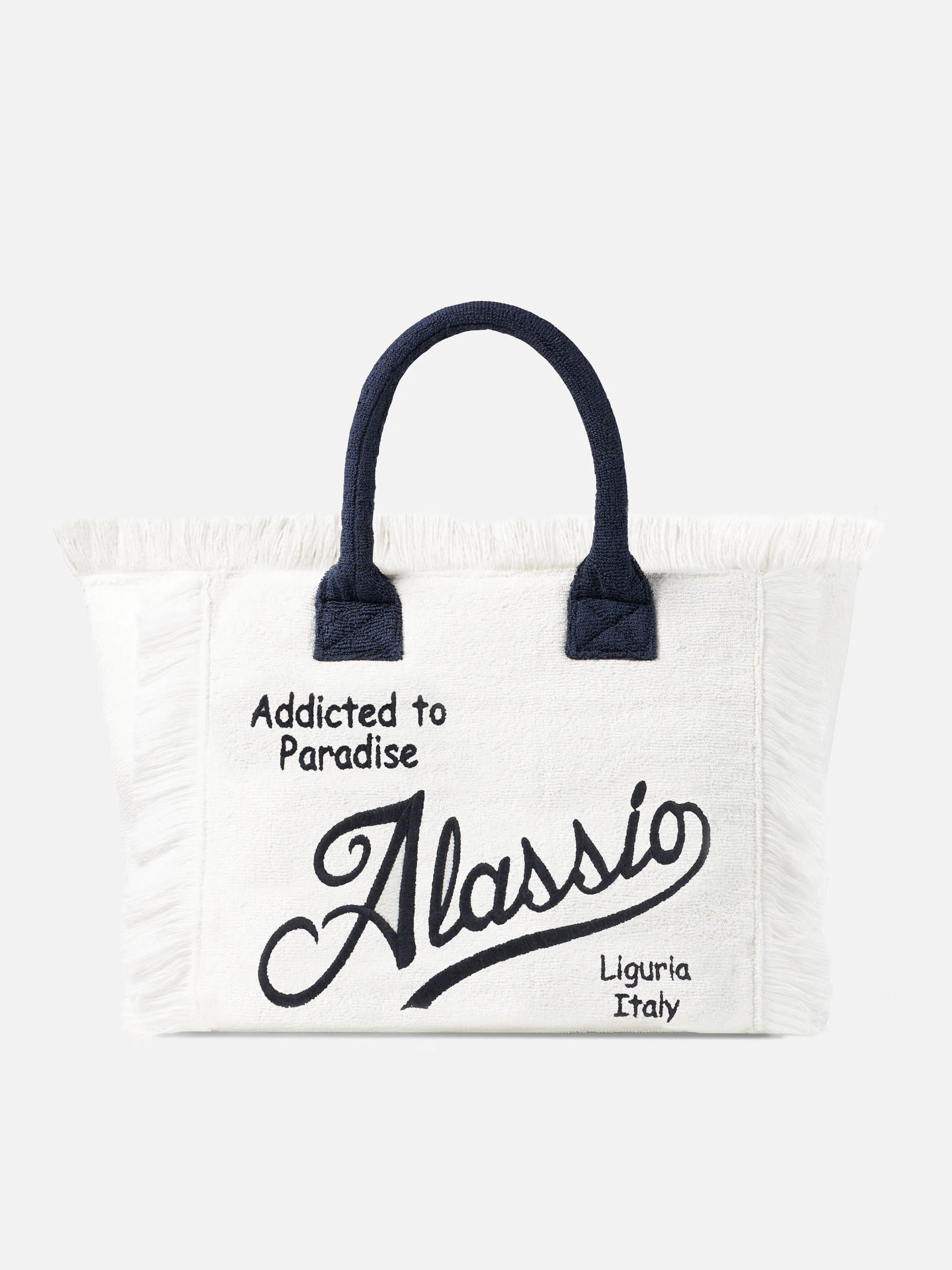 Vanity schoudertas van sponsmateriaal met Alassio-borduurwerk.