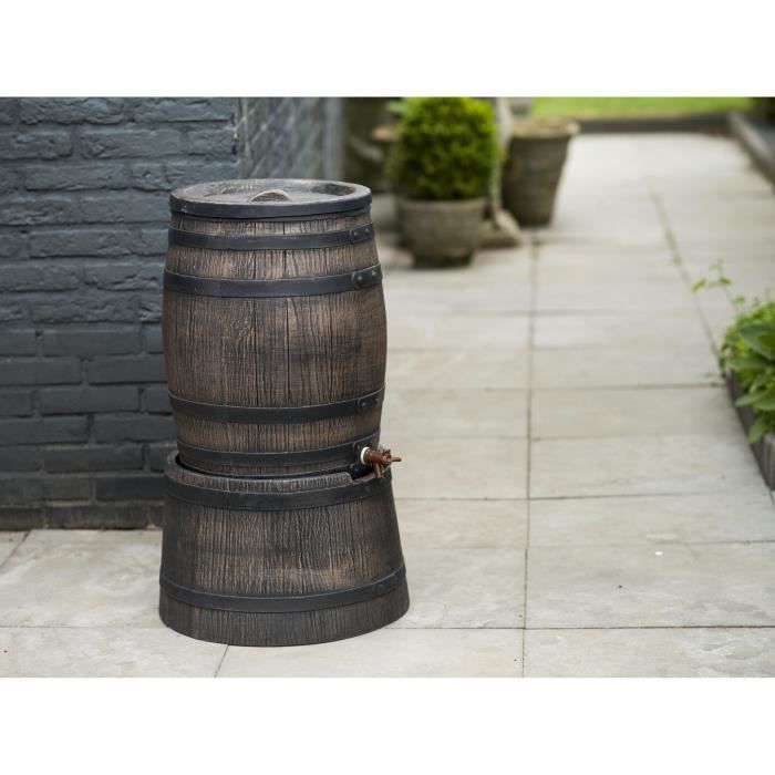 Base for barrel-shaped water collector - NATURE - 50 liters - Brown rotomolded PE