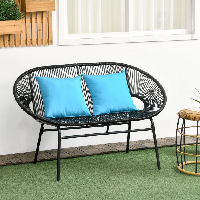 Outsunny - Banquette de jardin - Acier - 132x72x83cm - Noir