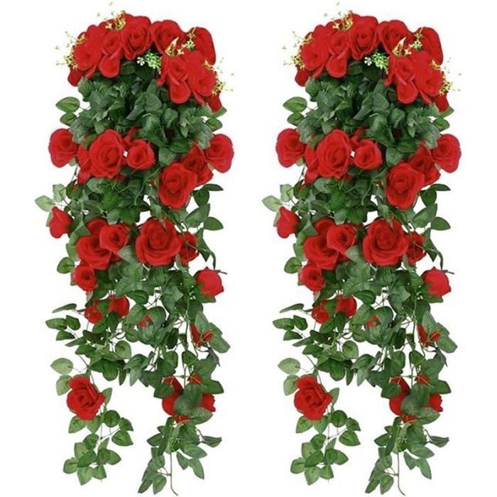 Künstliche Blumen - SODIAL - 2er-Pack - Rot - 90 cm - Hängende Dekoration