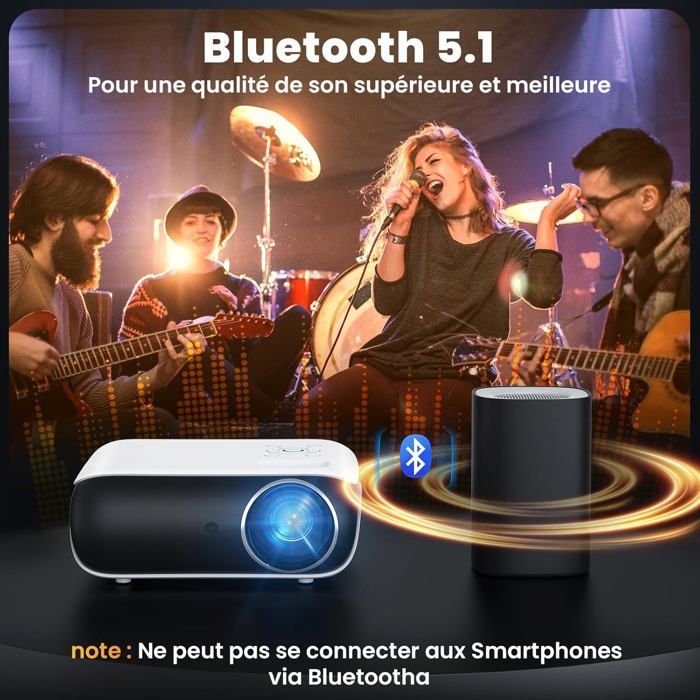 Proyector de cine en casa 4K - ZGEER - 9500 lúmenes - Bluetooth 5.1 - Pantalla de hasta 200 pulgadas - Zoom del 25 %