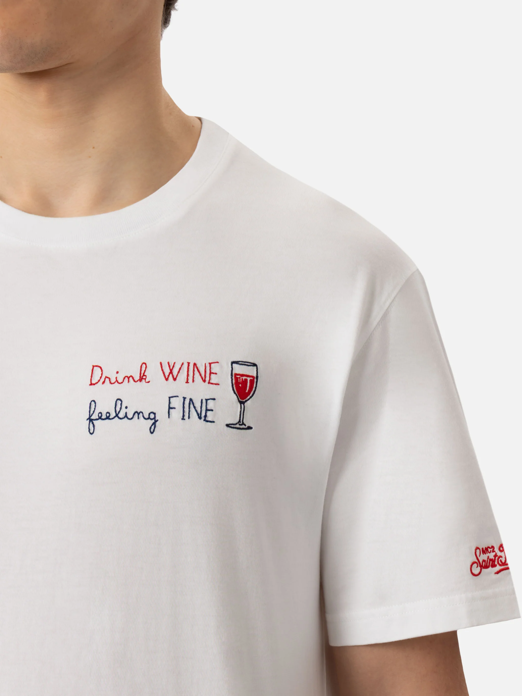 Portofino heren T-shirt van klassiek katoenen jersey met Drink-borduurwerk.