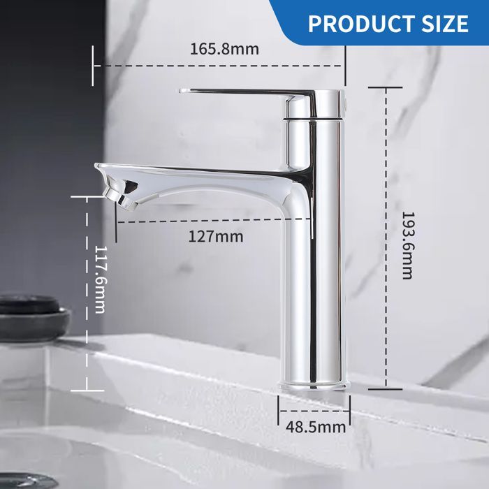 Torneira misturadora para banheiro TODOT - Torneira para lavatório - Misturador de água quente e fria com monocomando - Cromada