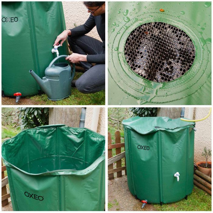 Tanque de recolección de agua de lluvia de 800 litros, tanque flexible de PVC reforzado - Plegable - Con grifo y válvula de alivio - Filtro
