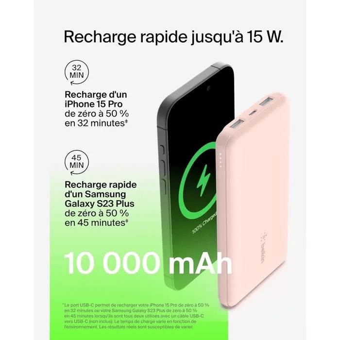 Bateria externa - BELKIN - 10.000 mAh - Rosa