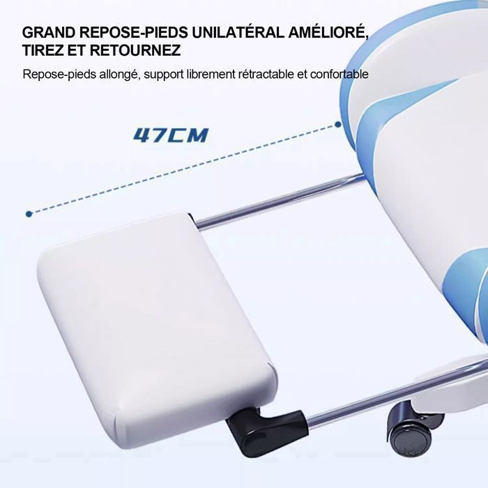 FOXSPORT-fauteuil gaming-Chaise de jeu ergonomique-Avec repose-pieds-Réglable en hauteur-Chevalier de la lune-charge 200KG-Bleu