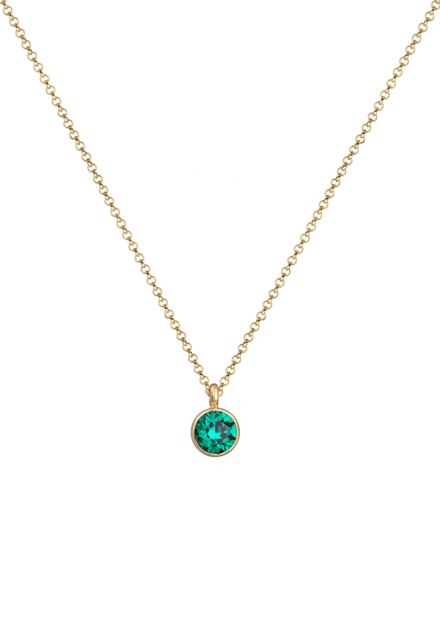 Elli Pendentif solitaire pour Femmes Basique Élégant avec cristal de verre en argent sterling 925 plaqué or