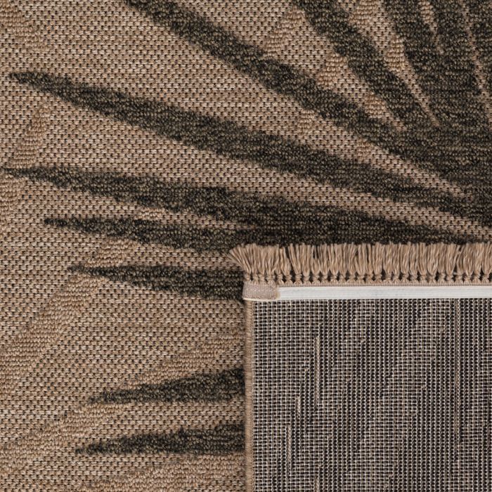 Alfombra de exterior Paco Home para salón o cocina, estampado floral bohemio, lavable a máquina, 3D beige/verde oscuro, 80x150 cm