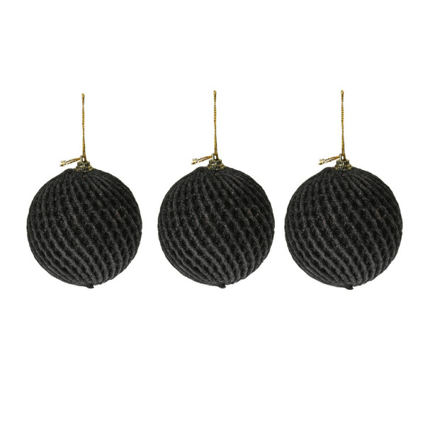 Bombki na choinkę czarne Glamour zestaw 8 cm - 12 szt
