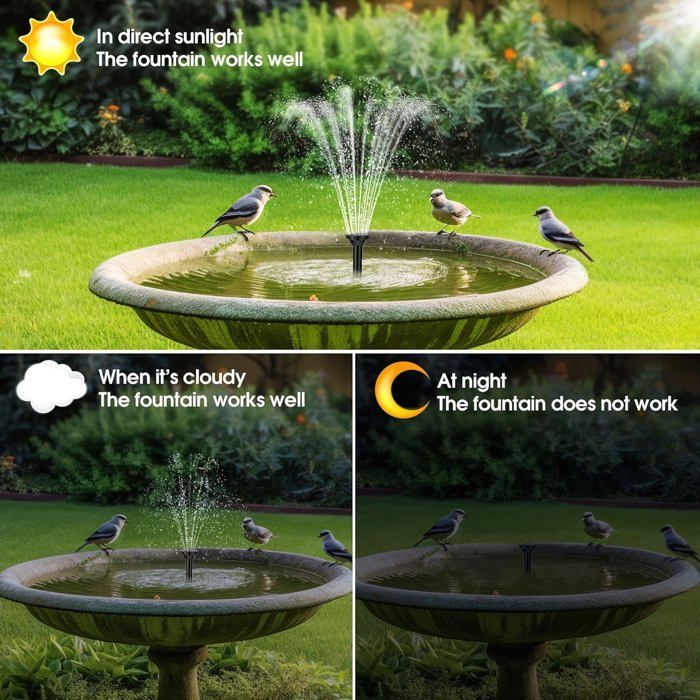 Fuente solar con bomba para estanque - 6W y batería de 3000mAh - para uso exterior