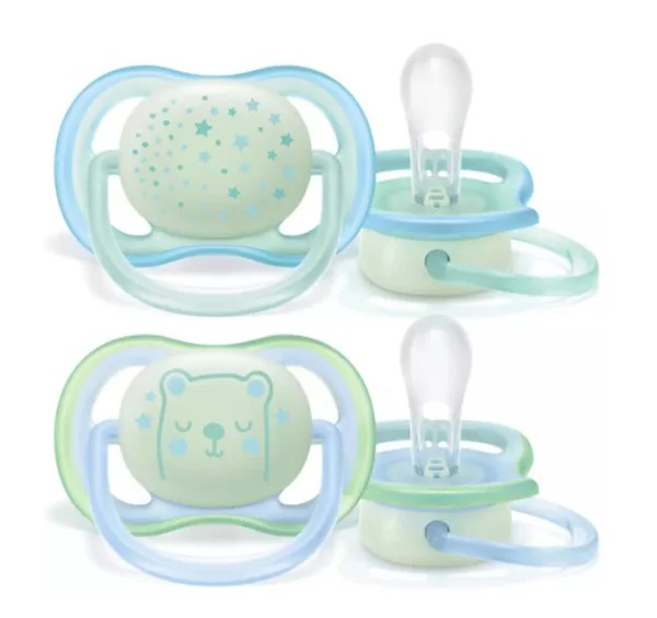 AVENT Philips Avent Ultra Air Nachtschnuller für Jungen von 6-18 Monaten, 2 Stück
