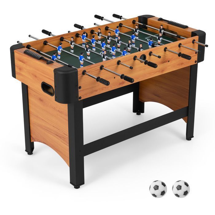COSTWAY Tafelvoetbaltafel 119x108x79 cm - 22 spelers, 2 ballen, schuifbare scoretellers, antislip handgrepen, metalen stangen - Bruin