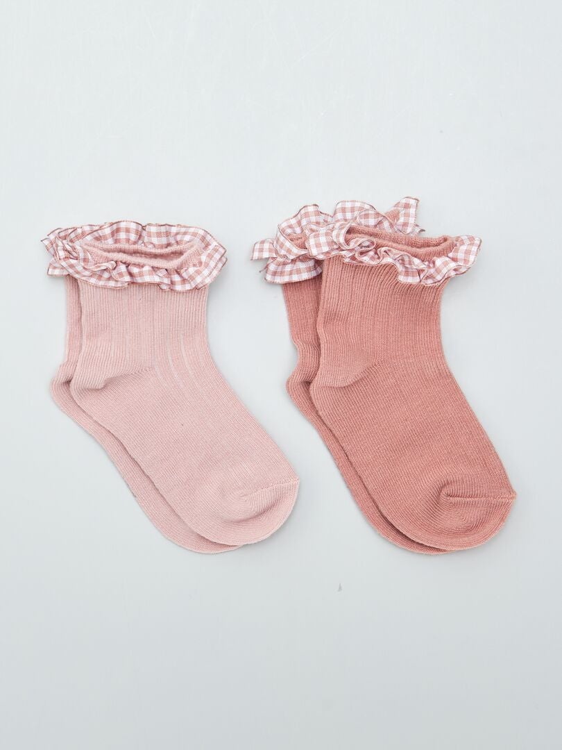 Juego de 2 pares de calcetines con volantes - ROSA