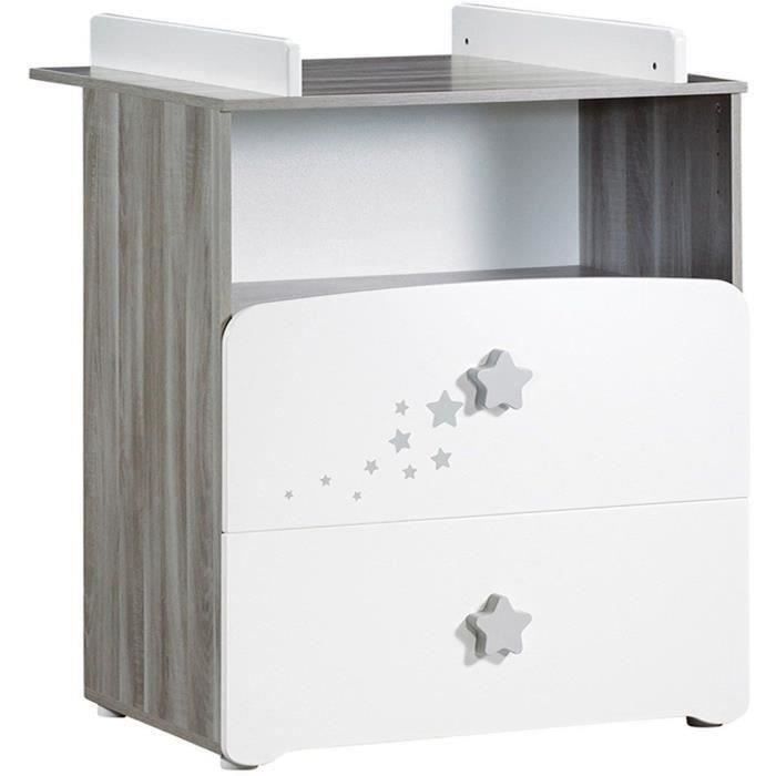 Conjunto de habitación para bebé Nao: cuna de 120x60 cm y cambiador - Babyprice - Blanco