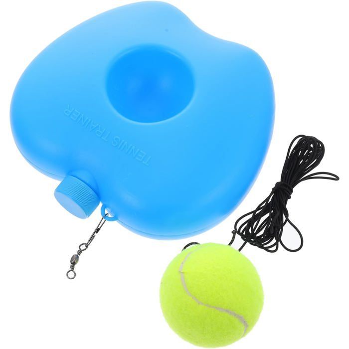 Entrenador de tenis único con base de rebote de plástico azul, equipo de entrenamiento individual, Etiqueta