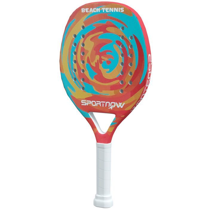 Raqueta de tenis playa de fibra de carbono con funda y mango antideslizante, color amarillo.