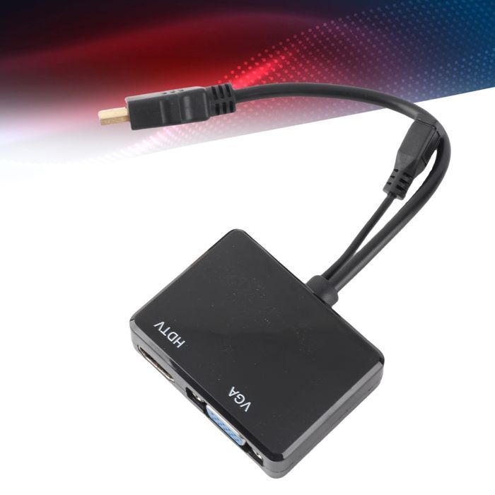 SHI- Interface multimédia à haute définition à un convertisseur d'interface multimédia à haute définition - VGA Interface Noir