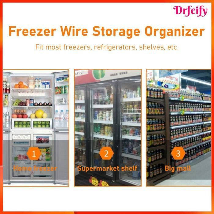 Wire freezer basket - AKOZON - 2 pcs - 47.5x39x20 cm - Rust-resistant PE coating - Integrated handles