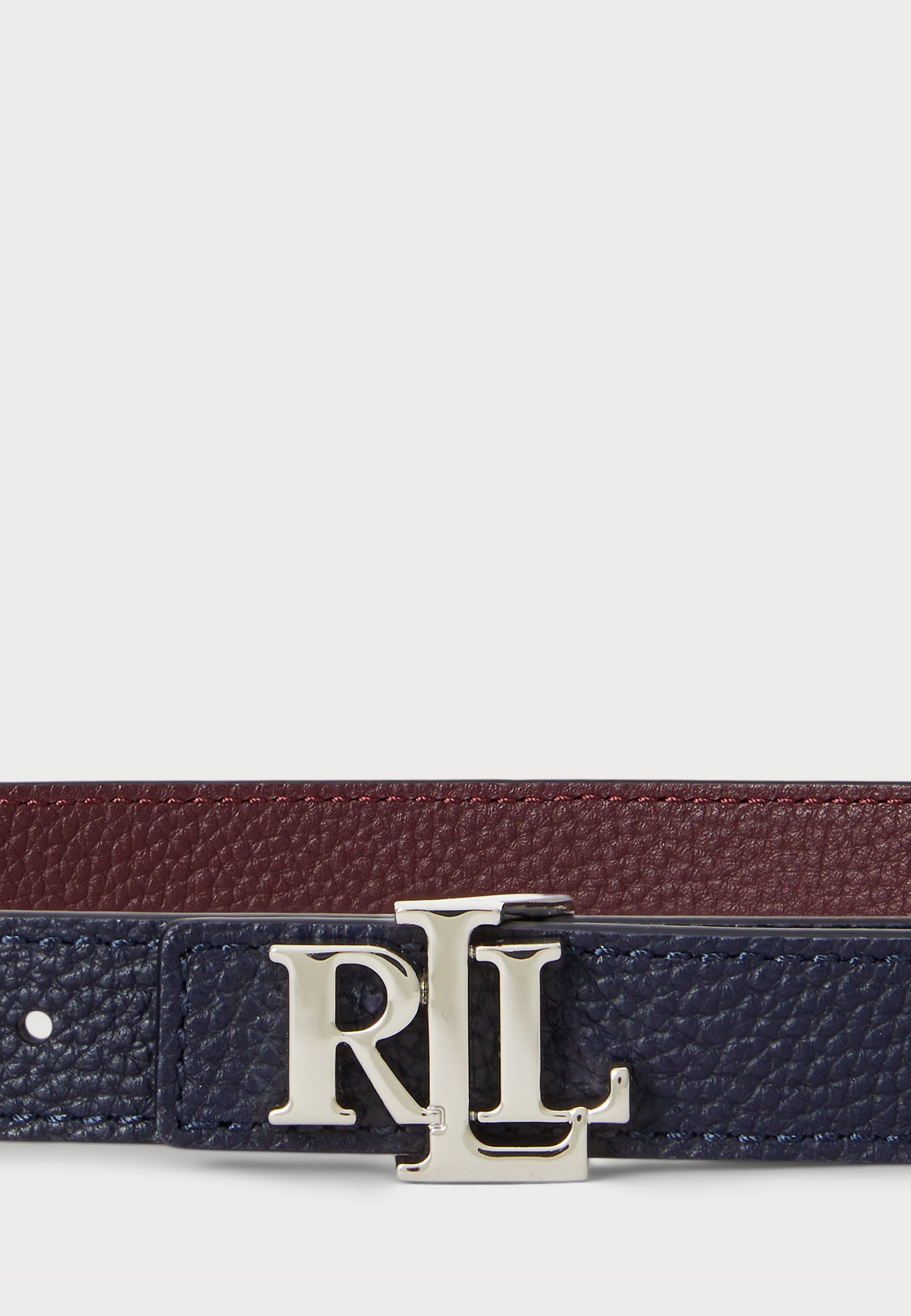 Ceinture fine réversible en cuir avec logo Lauren Ralph Lauren - Marine/Grenat foncé