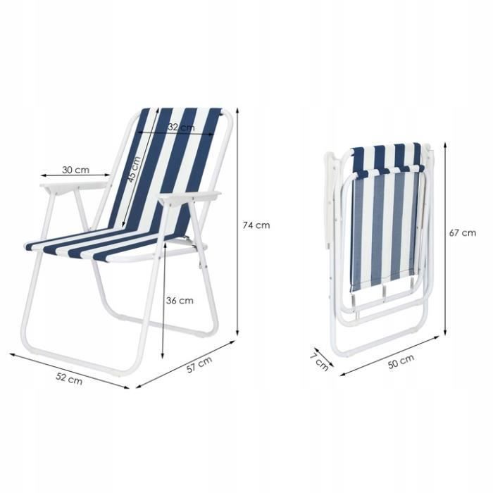 Sedia pieghevole da spiaggia/campeggio SPRINGOS® 52x59x80 cm - Blu scuro