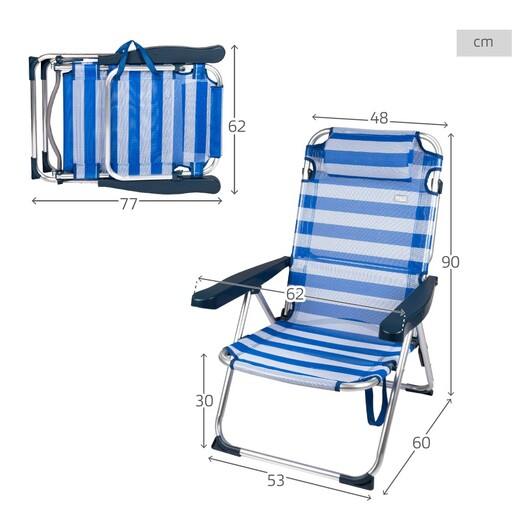 Plážové křeslo a skládací lehátko Stripes s polštářem Aktive
