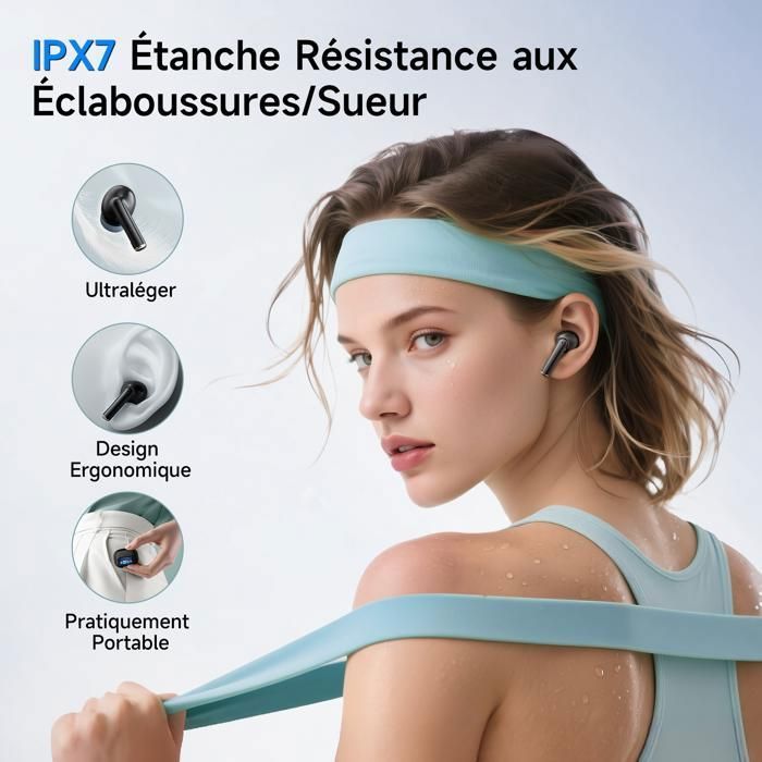 DJOIN Kabellose Ohrhörer, 40 Stunden Akkulaufzeit, Multifunktions-Touchscreen, Bluetooth 5.4, IPX7 wasserdicht, ANC-Geräuschunterdrückung, 5 Equalizer-Modi, Schwarz