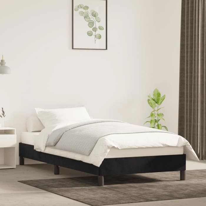 Zomer 2026@Eenpersoonsbedframe - Lattenbodem - voor volwassenen - zonder matras - zwart 90x190cm fluweel, 5616