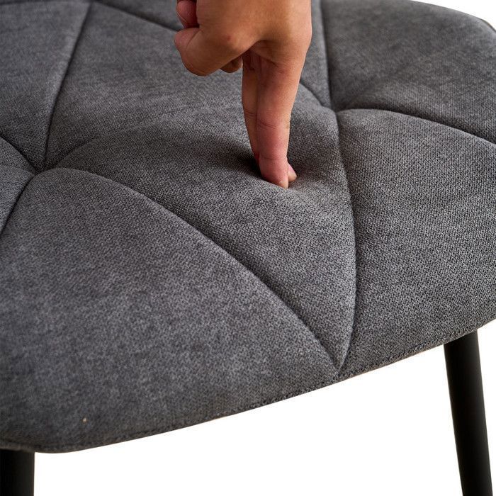 Lot de 4 chaises - DOWISDOLY - Chaise de Salle à Manger avec poignées - Vintage - Pieds en métal - Gris foncé