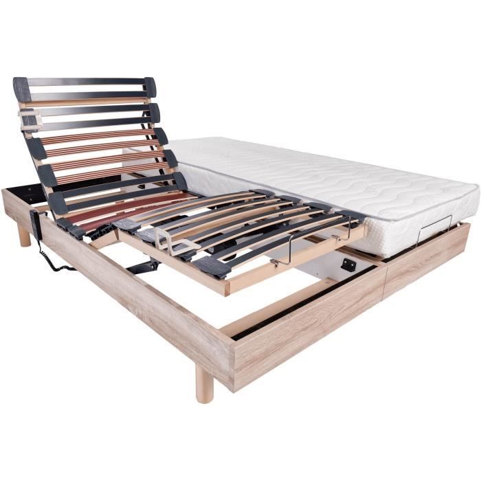 Conjunto Relaxamento: colchão + bases de cama elétricas 2x80x200cm - Espuma - Firme - EQUINOXE Fabricado na França