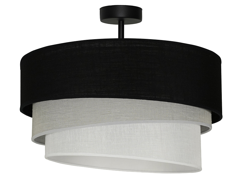 Lampa sufitowa Trio tkaninowa czarno-szara