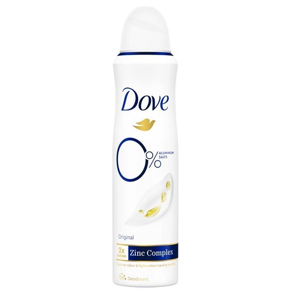 „Dove“ 0 % aliuminio dezodorantas, originalus, 150 ml
