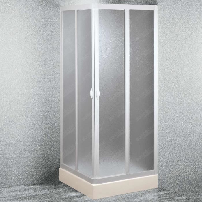 Cabine douche en acrylique mod. Smart 70x70CM avec ouverture centrale - FORTE - Carré - Coulissante - Blanc mat