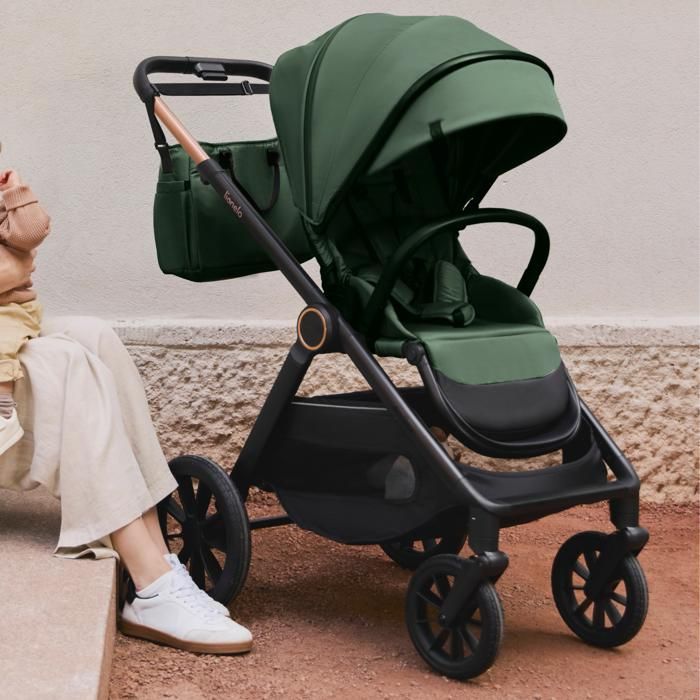 LIONELO Layla 2-in-1 Travel System - From Birth up to 22kg - Duo Stroller Pack, Carrycot, Bag and Accessories - Green