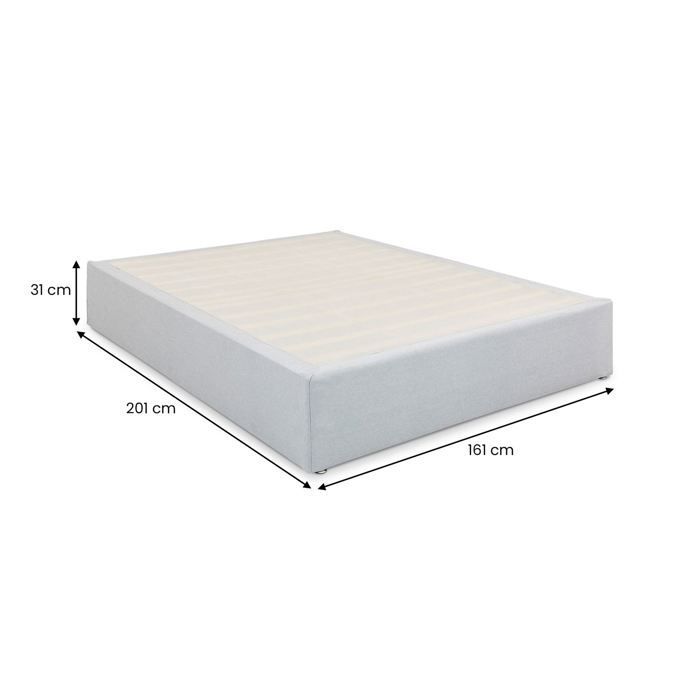 Base de cama tapizada MAYA de 160 x 200 cm, estructura de madera y revestimiento de tela gris, estructura de cama de matrimonio con patas.