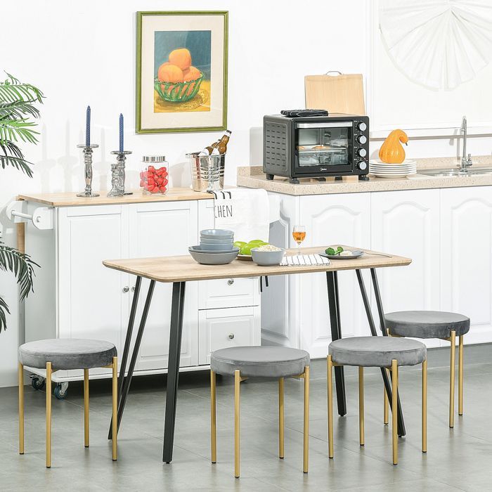 Table à manger - HOMCOM - design industriel grand plateau pieds métal épingle cuisine salon - MDF - 120x60x75cm - chêne clair