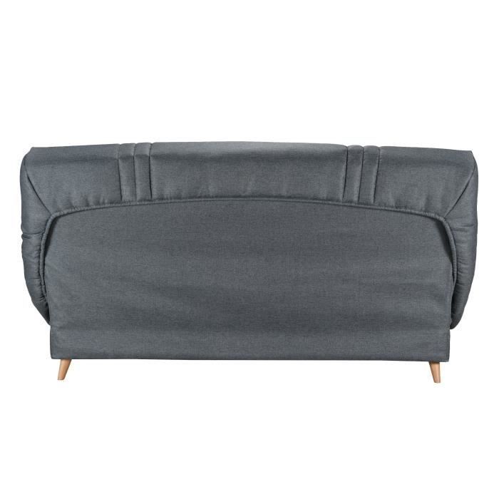 Divano letto COMFORT BULTEX a 3 posti - Tessuto antracite - Prodotto in Francia - L 192 x P 95 x H 101 cm - MONA