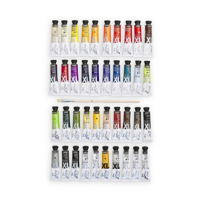 Oil Paint - Box - 40 tubes of 20 ml - Assorted colors - Brush included - Fine quality