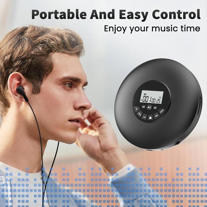 Tragbarer CD-Player – STAMPED – Anti-Skip-Schutz – CD-R/RW-kompatibel – Titelprogrammierung – LCD-Bildschirm