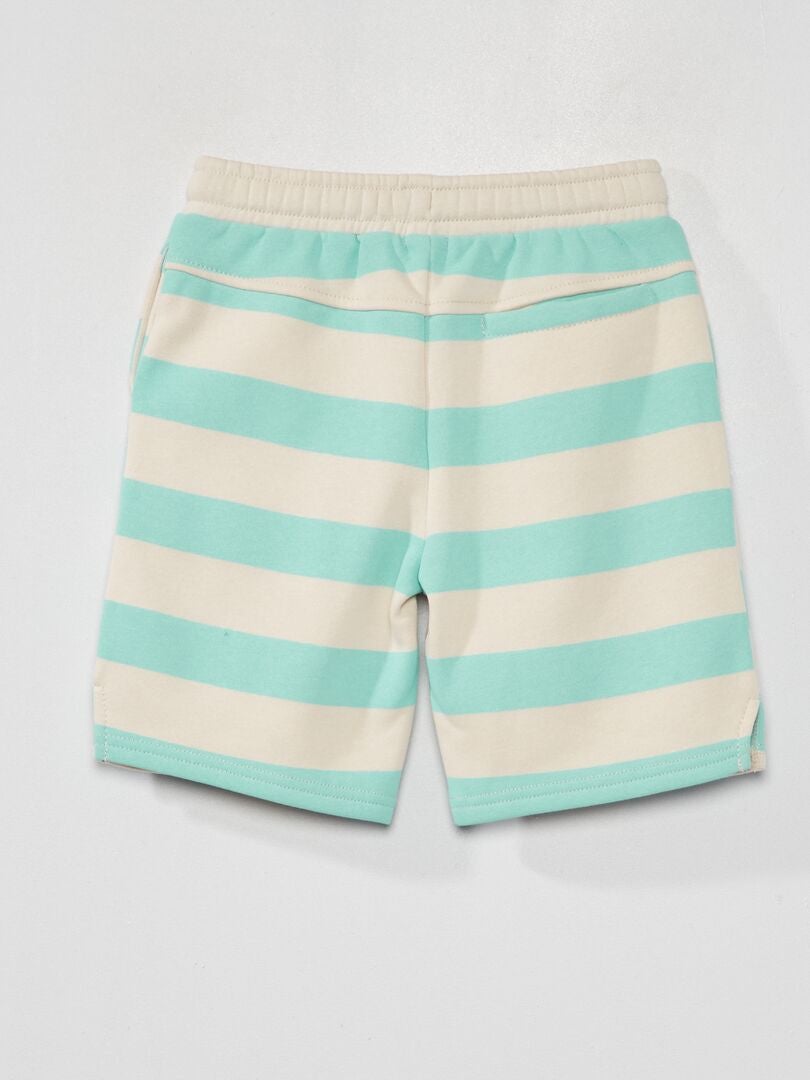 Gestreepte fleece shorts - BLAUW