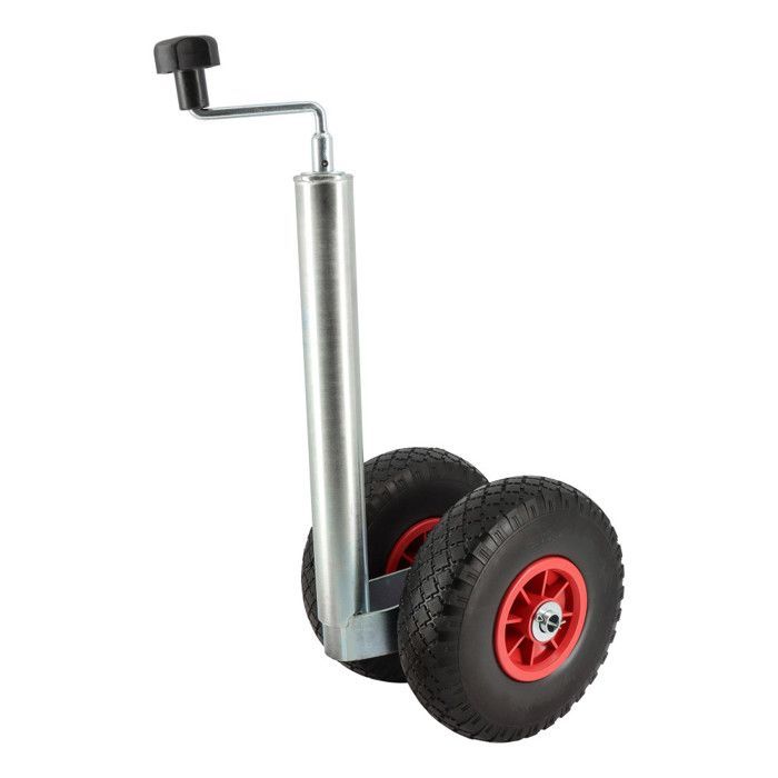 Rueda jockey doble - Tubo metálico de 48 mm - Neumáticos antipinchazos de 260x85 mm - Para caravanas y remolques