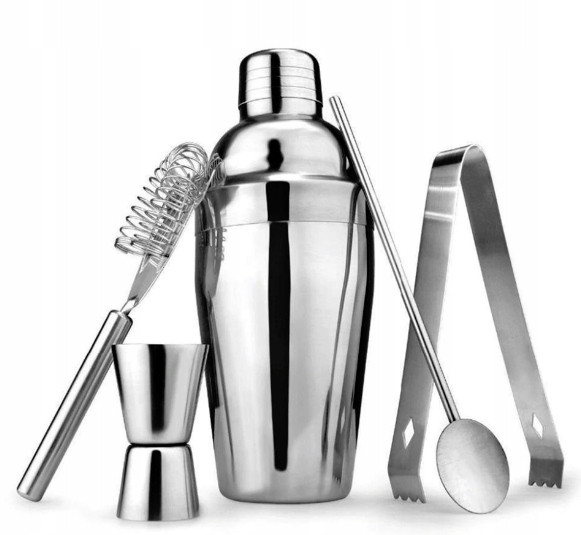 Zestaw Barmański 5 El - Shaker Cobbler 550 Ml Srebrny