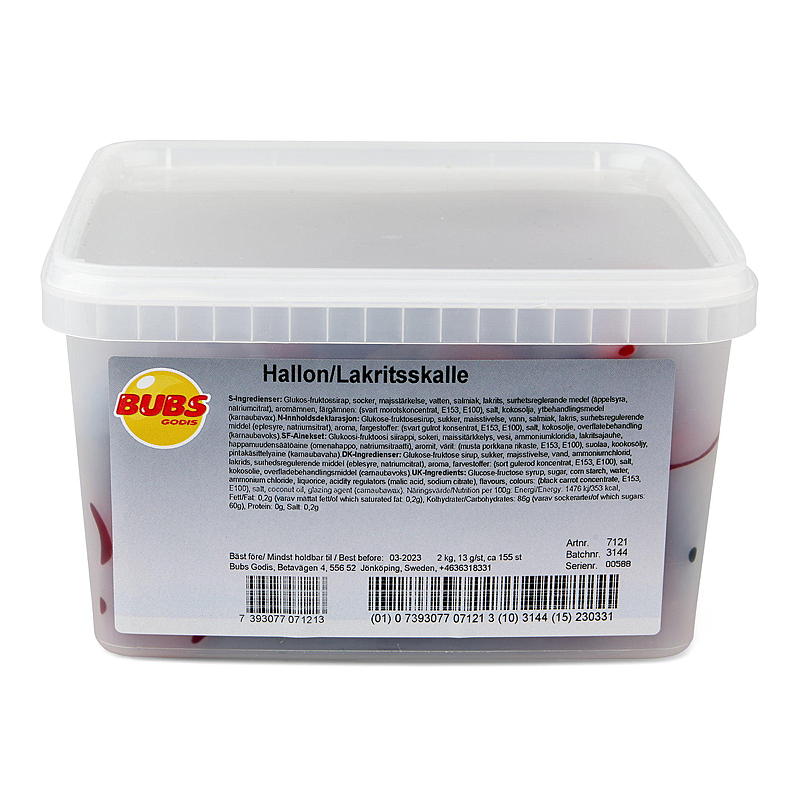 Bubs Hallon- och Lakritsskalle 2,0 kg