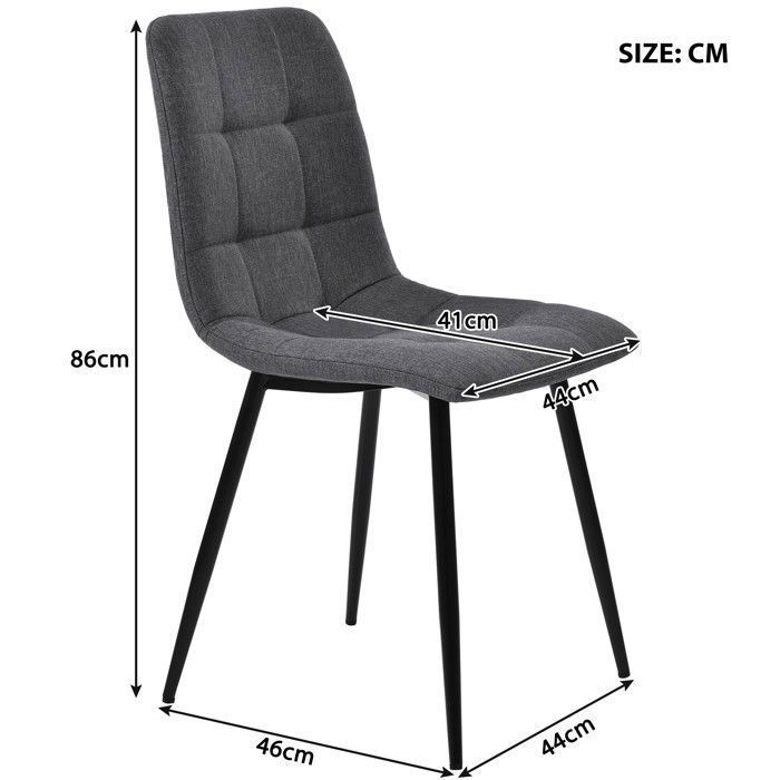 Conjunto de mesa de jantar de 140×80 cm com 4 cadeiras - Conjunto moderno de mesa e cadeiras para cozinha/sala de estar - Cadeiras em linho cinza escuro