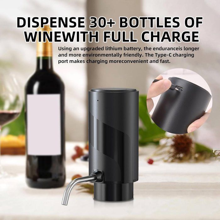 Jarra de vino - Aireador de vino eléctrico automático - Dispensador de vino con función de carga USB