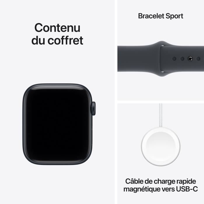 Apple Watch SE 3 GPS - 44mm - Boîtier Midnight Aluminium  - Bracelet Midnight Sport Band - S/M