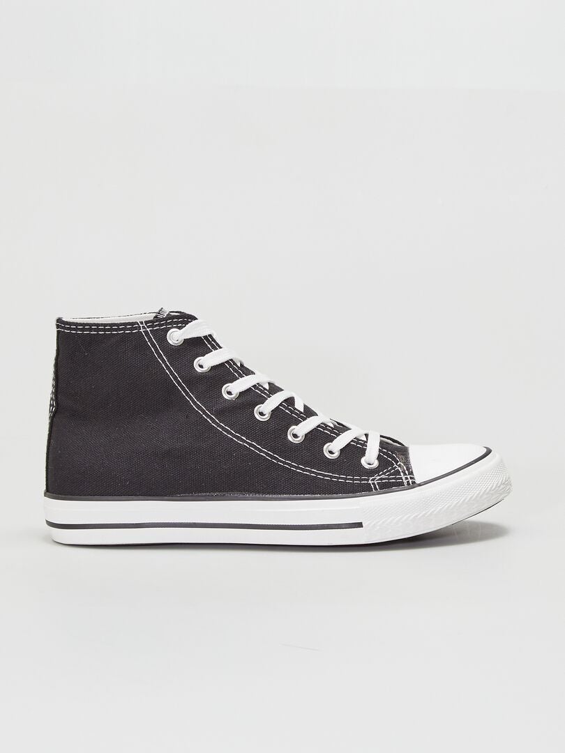 Hoge canvas sneakers - zwart