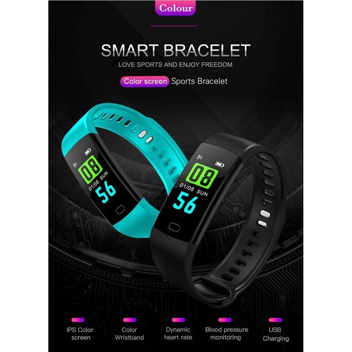 YONIS Smartwatch voor Android en iOS, hartslagmeter, IP67 waterdicht, stappenteller, rood